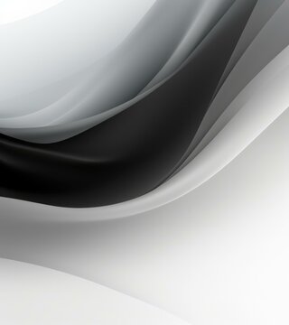 A black and white abstract painting with a wavy design. Generative AI.