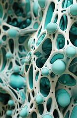 A close up of a sculpture made out of blue and white. Generative AI.
