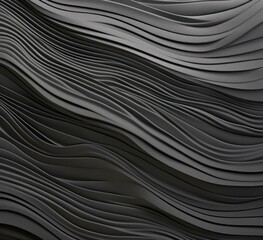 A close up of a black and gray wavy wall. Generative AI.