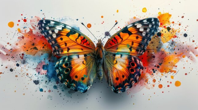 Vibrant Butterfly Painting on Wall