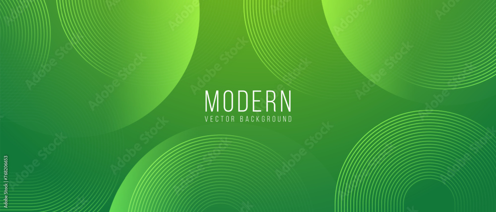 Canvas Prints abstract green banner background with circle lines. vector illustration