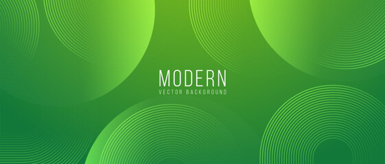 abstract green banner background with circle lines. vector illustration © BoBloob