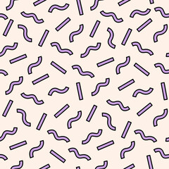Purple stripes pattern. Fun seamless pattern. Pattern includes bright elements, such as colorful lines, and curved lines. The simple and childish scribble pattern makes it a playful design.