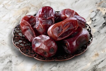 Dried tasty sweet dates fruits in bowl
