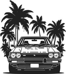 Japan classic sport car 80s isolated on a white background, front view. Vector illustration auto best for sticker and t shirt print. © SolaruS