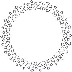 Start decoration frame in vector. Stars abstract round border.