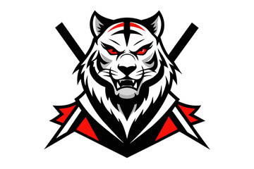 samurai tiger logo isolated white background 