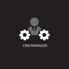 Crm Customer Relationship Management Icon Vector Image With Black Background