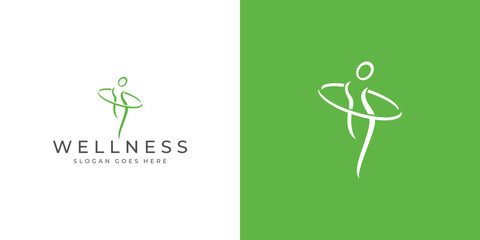 Creative Wellness Logo. Abstract People Wellness with Modern Minimalist Style. Fitness Beautiful Woman Logo Icon Symbol Vector Inspiration.