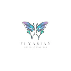 Fototapeta na wymiar Butterfly logo. Luxury line logotype design. Universal premium butterfly symbol logotype.
