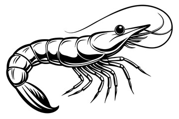 a realistic the shrimp silhouette vector art Illustration