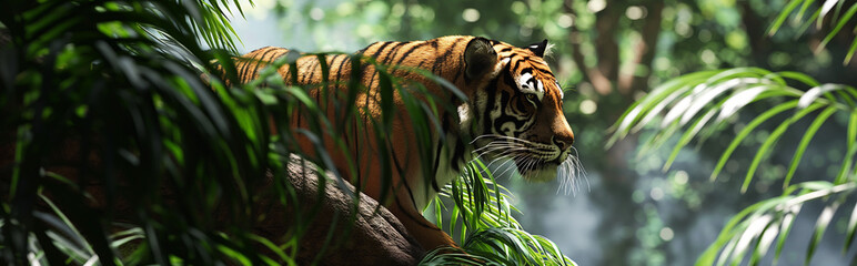 Tigre na natureza - Banner  - obrazy, fototapety, plakaty