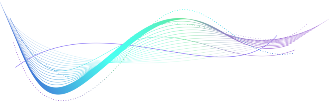 Data visualization, Future technology, Digital era, Information technology. Purple-blue-green gradient smooth wave lines for banner, presentation, web design. Futuristic technology concept