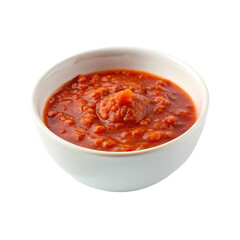 White bowl on tomato sauce. isolated on transparent background.