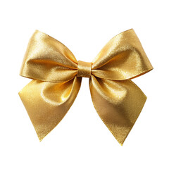 Gold ribbon tie bow. isolated on transparent background.