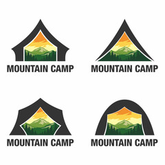 Vector mountain camping logo design