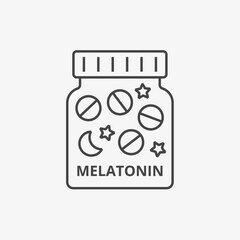 Melatonin pills line icon. Medicine Capsules for sleep. Insomnia illness. Vector illustration