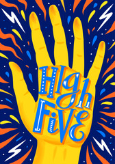 High Five Hand Illustration with text - 768213636