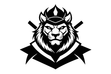 samurai lion logo isolated white background