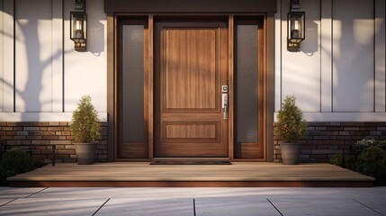 A photo of a contemporary front door and entry. - obrazy, fototapety, plakaty