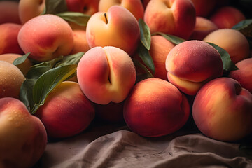 Fuzzy, Sweet Peaches . Generated AI - obrazy, fototapety, plakaty
