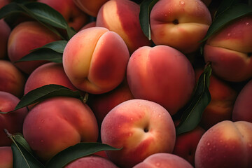 Fuzzy, Sweet Peaches . Generated AI - obrazy, fototapety, plakaty
