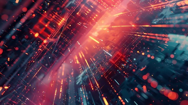 3D rendering of a digital landscape with glowing particles and a sense of depth and perspective.