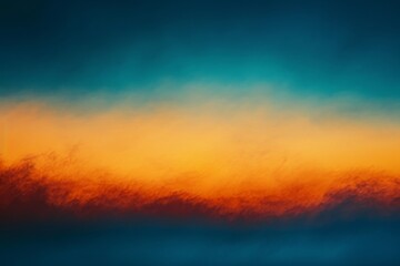 Fototapeta premium A vibrant painting depicting a sky filled with bold orange and blue hues, A harmonic gradient of sunset hues from deep orange to twilight blue, AI Generated