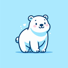 Obraz na płótnie Canvas Blue background with cute polar bear vector illustration.