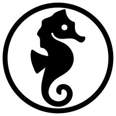 Sea horse icon, vector illustration of a sea horse in a circle © mgogo
