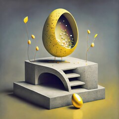 Surrealistyczne Złote Jajo #1
 - obrazy, fototapety, plakaty