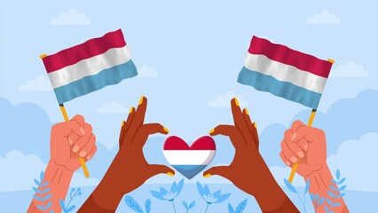 Luxembourg flag celebration, Luxembourg National Day Public holiday animation 4k