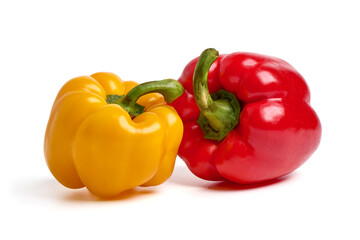 Ripe bell peppers, isolated on white background.