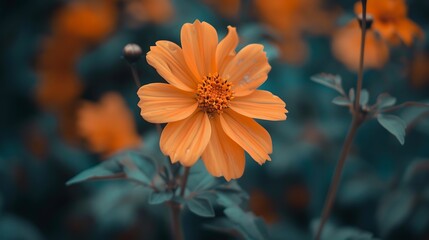 Beautiful orange flower in full bloom with a blurred background. The flower is in focus and has a bright, vibrant color.