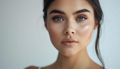 Portrait of a beautiful young woman with flawless skin and a natural makeup look