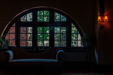 stained glass window in the vintage house