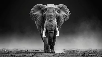 Foto op Aluminium elephant walking to the dark. Generative AI © anna