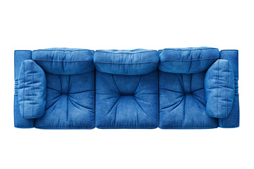 A blue couch, top view, isolated on a transparent background, Generative AI