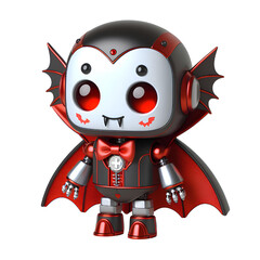 3D cute robot vampire isolated on white background