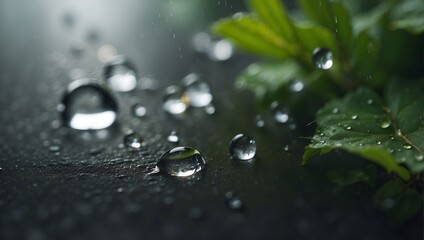 drops of dew on a leaf - obrazy, fototapety, plakaty