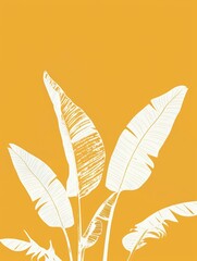 A plant with white leaves stands out against a vibrant yellow background. The contrast between the two colors creates a striking visual impact