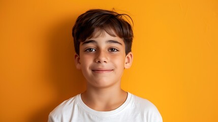 Smiling isolated on a yellow background