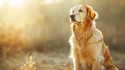 Capturing the essence of World Safety Day, a golden retriever sits majestically against a serene...