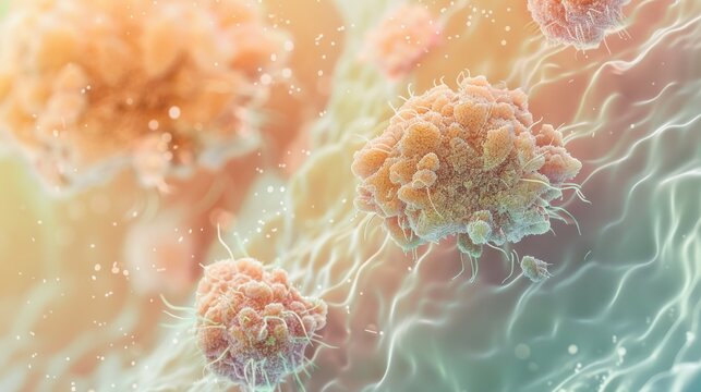 This image offers a hyperrealistic look at pet dander, showcasing the allergenic particles in a microscopic view.