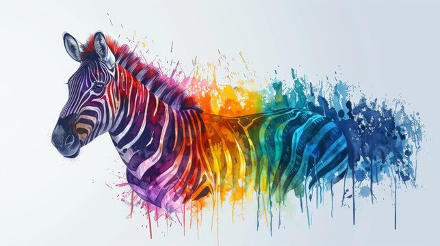Wild animals. African nature. Fashion design. Exotic wildlife. Zebra watercolor illustration.