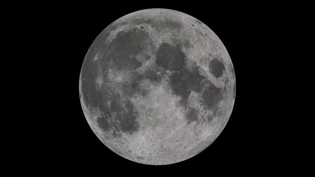 Full moon on a black background, zoom effect 3D render.