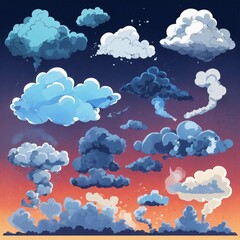 cartoon abstract  clouds deigns | blue clouds abstract background - obrazy, fototapety, plakaty