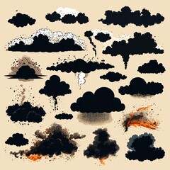 cartoon abstract smoke deigns | black clouds abstract background - obrazy, fototapety, plakaty