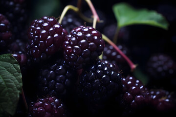 Dark, Juicy Loganberries . Generated AI