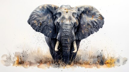 Elephant. African animals. Watercolor illustration of animals - obrazy, fototapety, plakaty